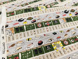 コットンこばやし綿麻キャンバスプリント「回転寿司猫」_拡大イメージ