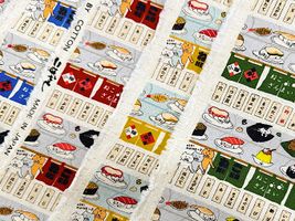 コットンこばやし綿麻キャンバスプリント「回転寿司猫」_拡大イメージ