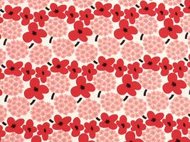 コットンこばやしブロードプリント「ミニブーケ」レッド系