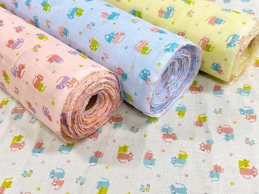 やわらかダブルガーゼプリント「かわいいねこ」