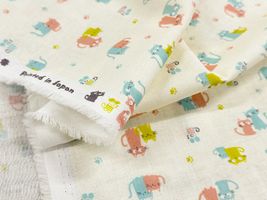 やわらかダブルガーゼプリント「かわいいねこ」_拡大イメージ
