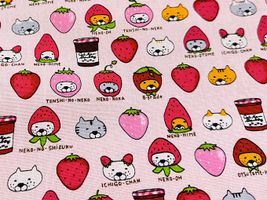 コットンこばやし ベリーニャンコのコットンキャンバスプリントピンク