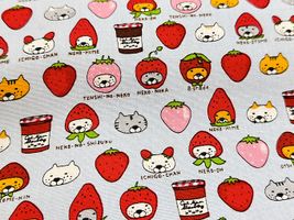 コットンこばやし ベリーニャンコのコットンキャンバスプリント水色