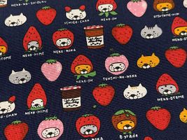 コットンこばやし ベリーニャンコのコットンキャンバスプリントネイビー