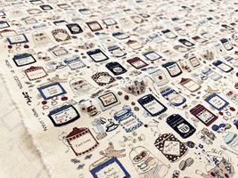 コットンこばやし綿麻キャンバスプリント「猫のお茶会」_拡大イメージ