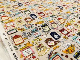 コットンこばやし綿麻キャンバスプリント「猫のお茶会」_拡大イメージ