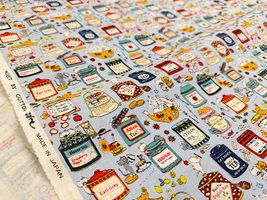 コットンこばやし綿麻キャンバスプリント「猫のお茶会」_拡大イメージ