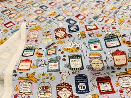 コットンこばやし綿麻キャンバスプリント「猫のお茶会」_拡大イメージ