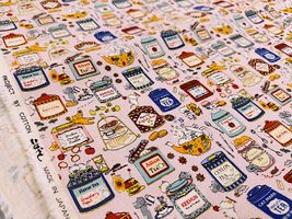 コットンこばやし綿麻キャンバスプリント「猫のお茶会」_拡大イメージ