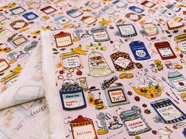 コットンこばやし綿麻キャンバスプリント「猫のお茶会」_拡大イメージ