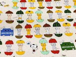 コットンこばやし 愉快な猫さんのコットンキャンバスプリントアイボリー