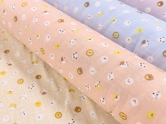 やわらかダブルガーゼプリント「まんまるアニマルズ」