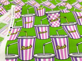 my piece of fabric ポップなドリンクのブロードプリントブライトグリーン