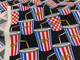 my piece of fabric ポップなドリンクのブロードプリントブラック