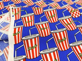 my piece of fabric ポップなドリンクのブロードプリントブルー