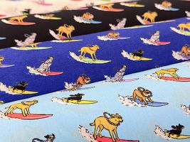 my piece of fabric 波乗り犬のブロードプリント_拡大イメージ