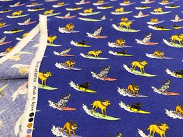 my piece of fabric 波乗り犬のブロードプリント_拡大イメージ