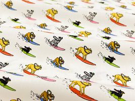 my piece of fabric 波乗り犬のブロードプリント_拡大イメージ