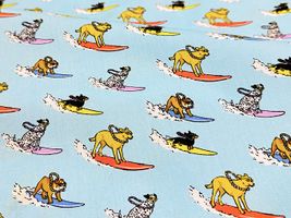 my piece of fabric 波乗り犬のブロードプリントライトブルー