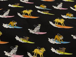 my piece of fabric 波乗り犬のブロードプリントブラック