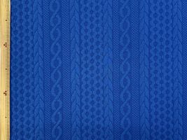 アラン風ロービングジャカードニットブルー