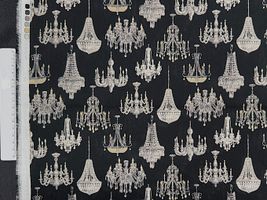 上品なシャンデリアの60ローンプリントブラック系