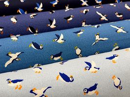 my piece of fabric デニム鳥オックスプリント「パフィン」_拡大イメージ