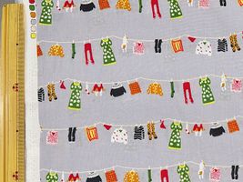 my piece of fabric 60ローンプリント「せんたくびより」グレー