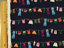 my piece of fabric 60ローンプリント「せんたくびより」ネイビー