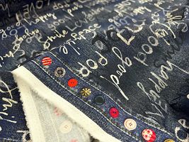 シーチングプリント「Lovely Panic Denim」by Selfish M_拡大イメージ