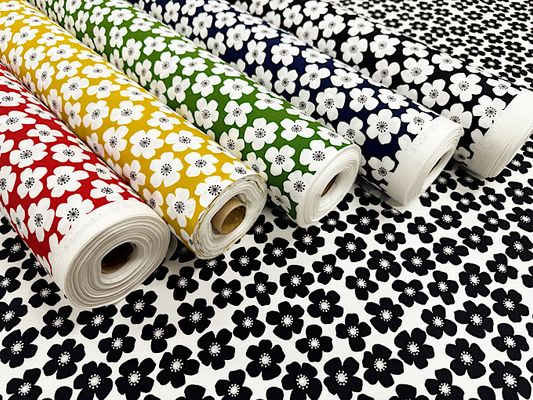 生地いっぱいの北欧調フラワーオックスプリント