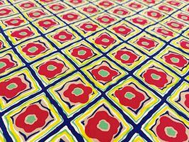 コットンこばやし 綿麻キャンバスプリント「ヒシガタ・ダマスク」_拡大イメージ