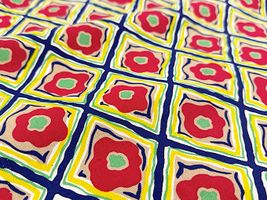 コットンこばやし 綿麻キャンバスプリント「ヒシガタ・ダマスク」赤系