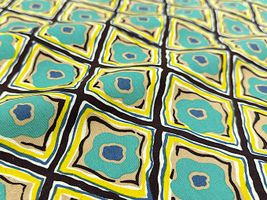 コットンこばやし 綿麻キャンバスプリント「ヒシガタ・ダマスク」ブルー系