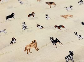 コッカファブリック 60ローンプリント「イヌ図鑑」クリーム