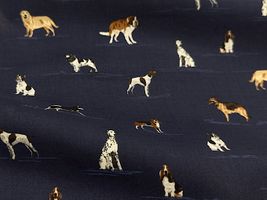 コッカファブリック 60ローンプリント「イヌ図鑑」紺